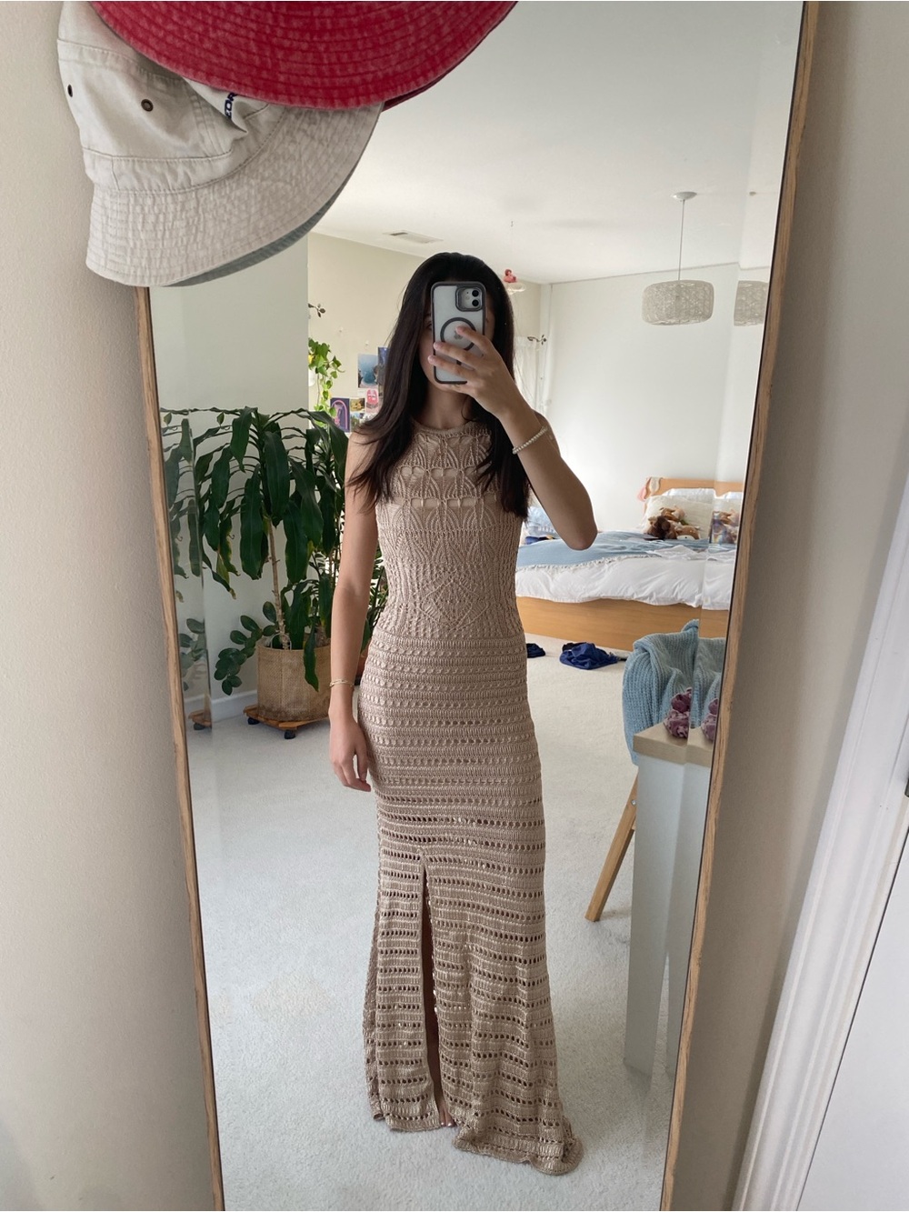 Gold Metallic Crochet Maxi Dress (New w/o tags) - Picture 2 of 7